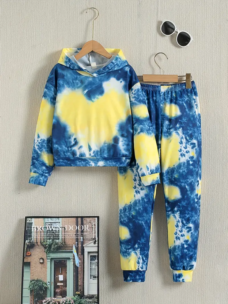 Conjunto de sudadera y pantalones de niña con estampado de mármol - Imagen 7