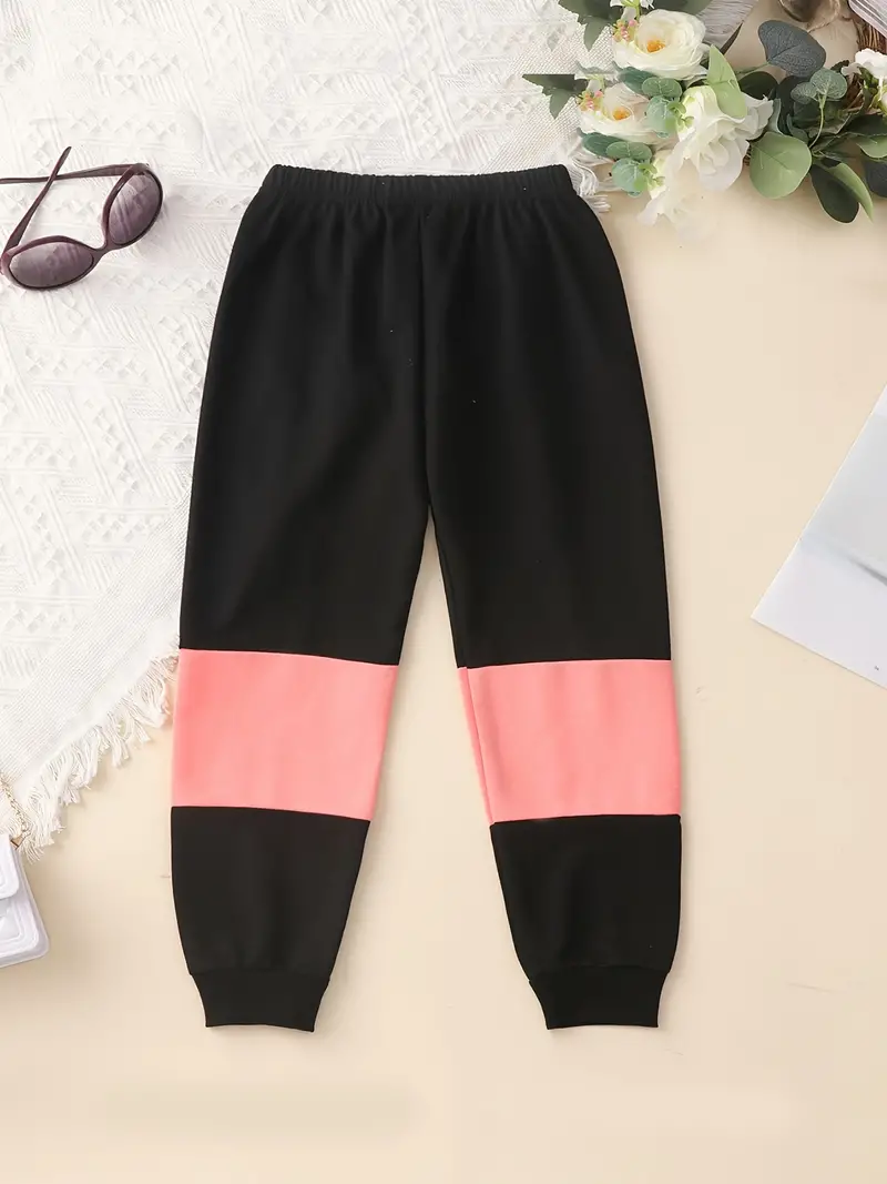 Conjunto de sudadera y pantalón de manga larga con cuello redondo y estampado de letras "M" para niñas, 2 piezas - Imagen 6