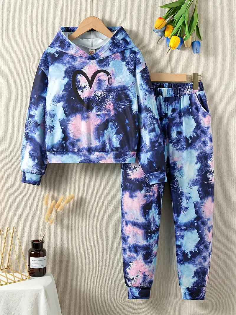 Conjunto de sudadera y pantalones de niña con estampado de mármol - Imagen 8