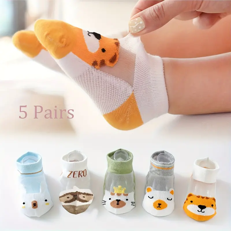 5 pares de calcetines de malla delgada y transpirable para niños y niñas - Imagen 2