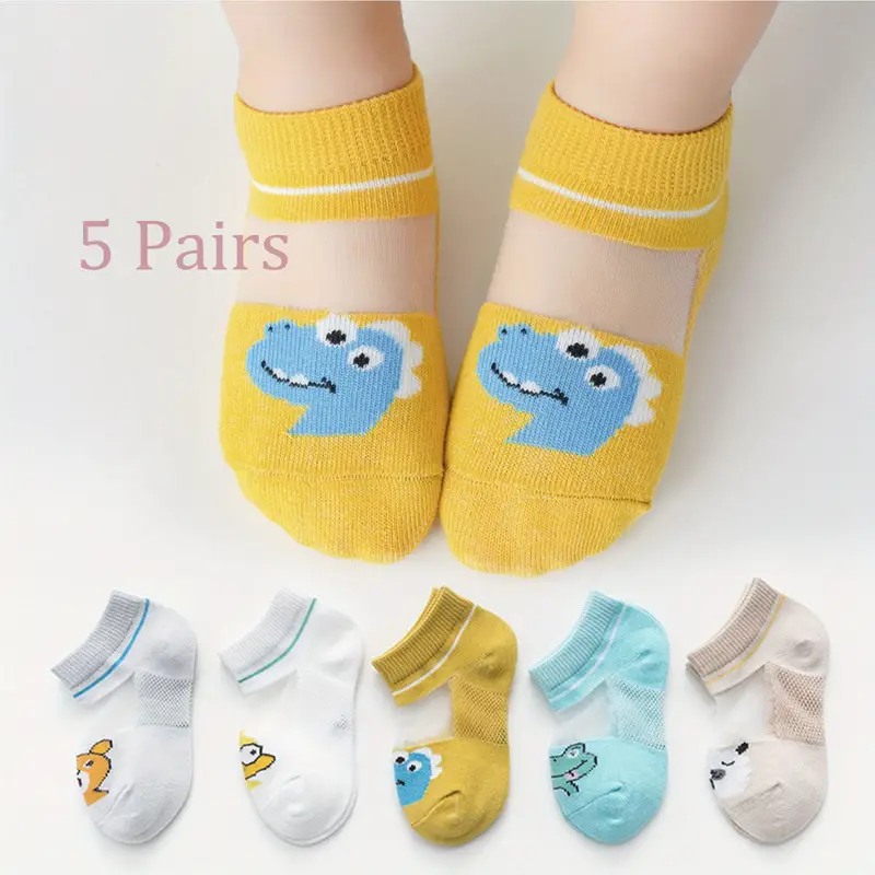5 pares de calcetines de malla delgada y transpirable para niños y niñas - Imagen 4