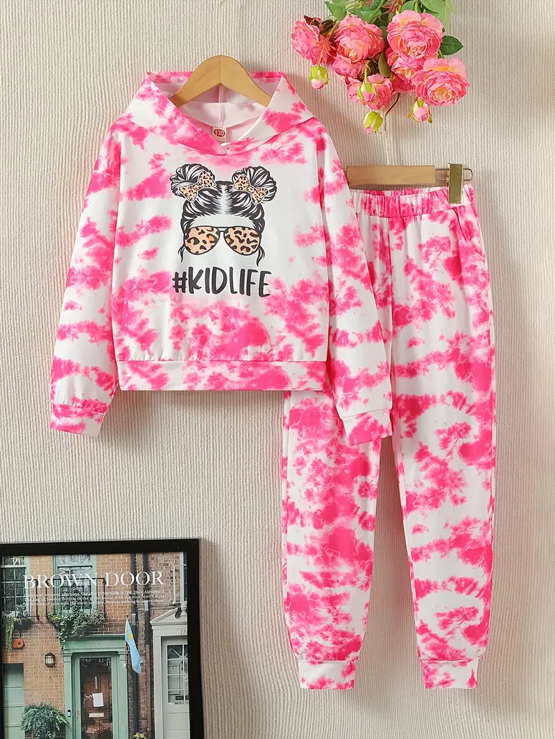 Conjunto de sudadera y pantalones de niña con estampado de mármol - Imagen 6